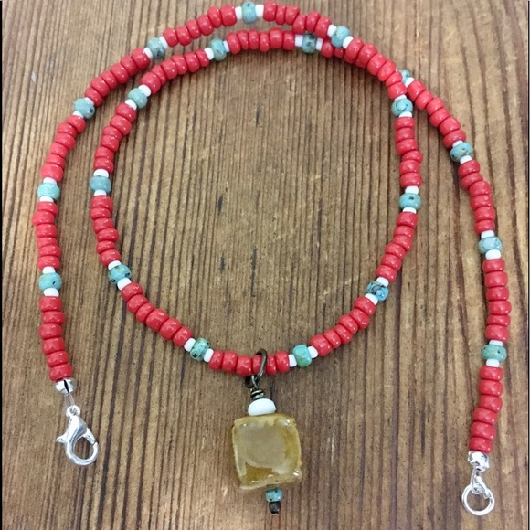 Hand Crafted Other - Unisex/Men's or Ladies Pendant Beaded Necklace,  Handmade Beaded Necklace